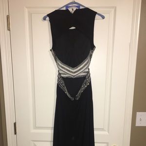 Open back black evening gown